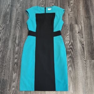 Calvin Klein Green/Teal and Black Midi Dress Size 2